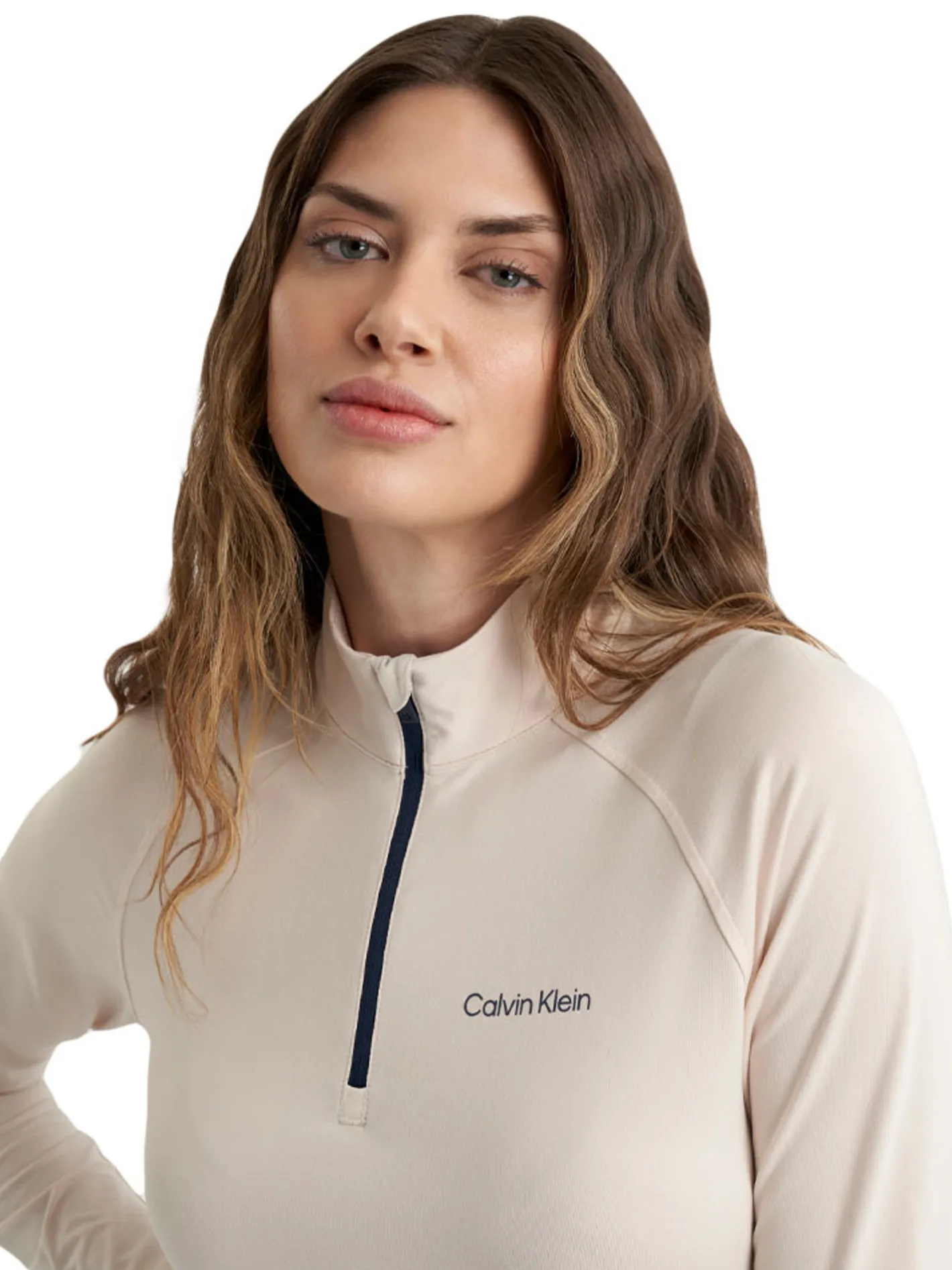 Women Calvin Klein Womens Dakota Quarter Zip Top - Tapioca