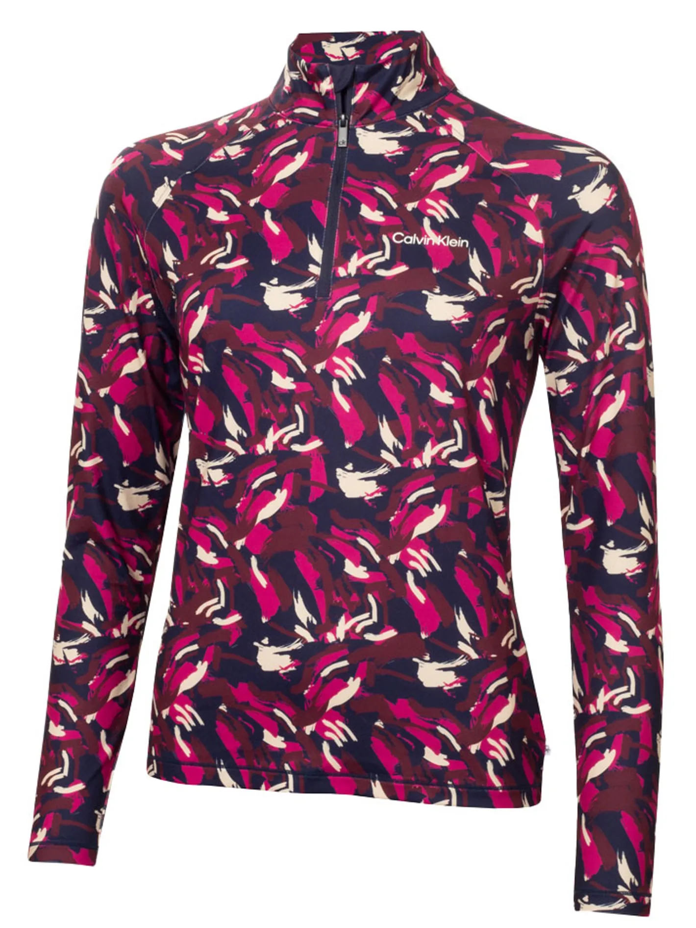 Women Calvin Klein Womens Dakota Quarter Zip Top - Brushstroke Print