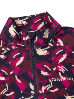 Women Calvin Klein Womens Dakota Quarter Zip Top - Brushstroke Print