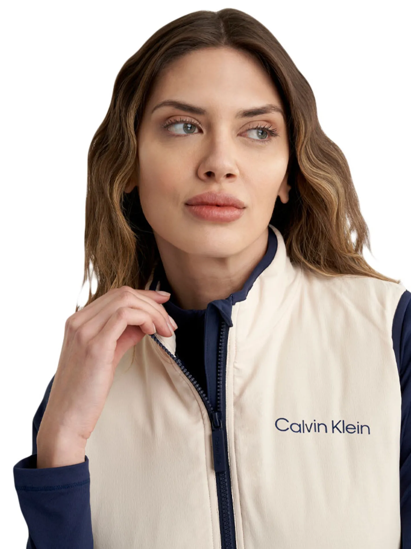 Women Calvin Klein Womens Faye Full Zip Gilet - Tapioca