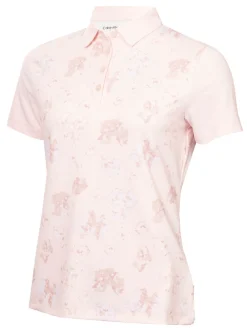 Women Calvin Klein Womens Harmony Printed Polo Shirt - Shell Pink