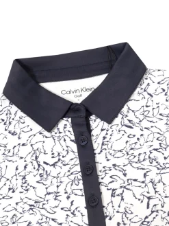 Women Calvin Klein Womens Harmony Printed Polo Shirt - White