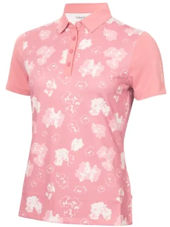 Women Calvin Klein Womens Harmony Printed Polo Shirt - Powder Pink