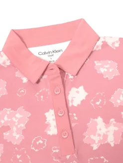 Women Calvin Klein Womens Harmony Printed Polo Shirt - Powder Pink