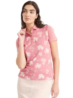 Women Calvin Klein Womens Harmony Printed Polo Shirt - Powder Pink