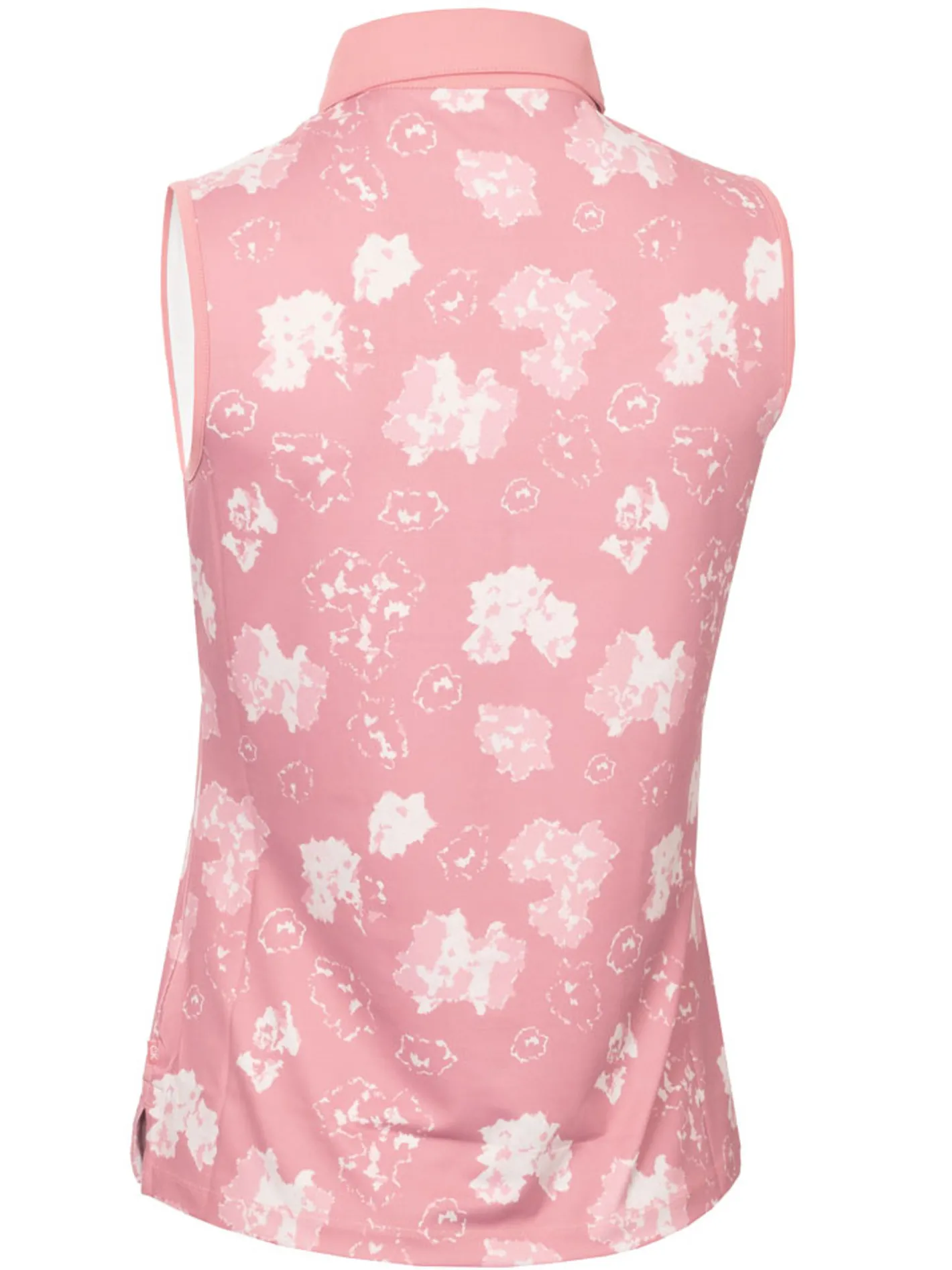 Women Calvin Klein Womens Harmony Printed Sleeveless Polo Shirt - Powder Pink