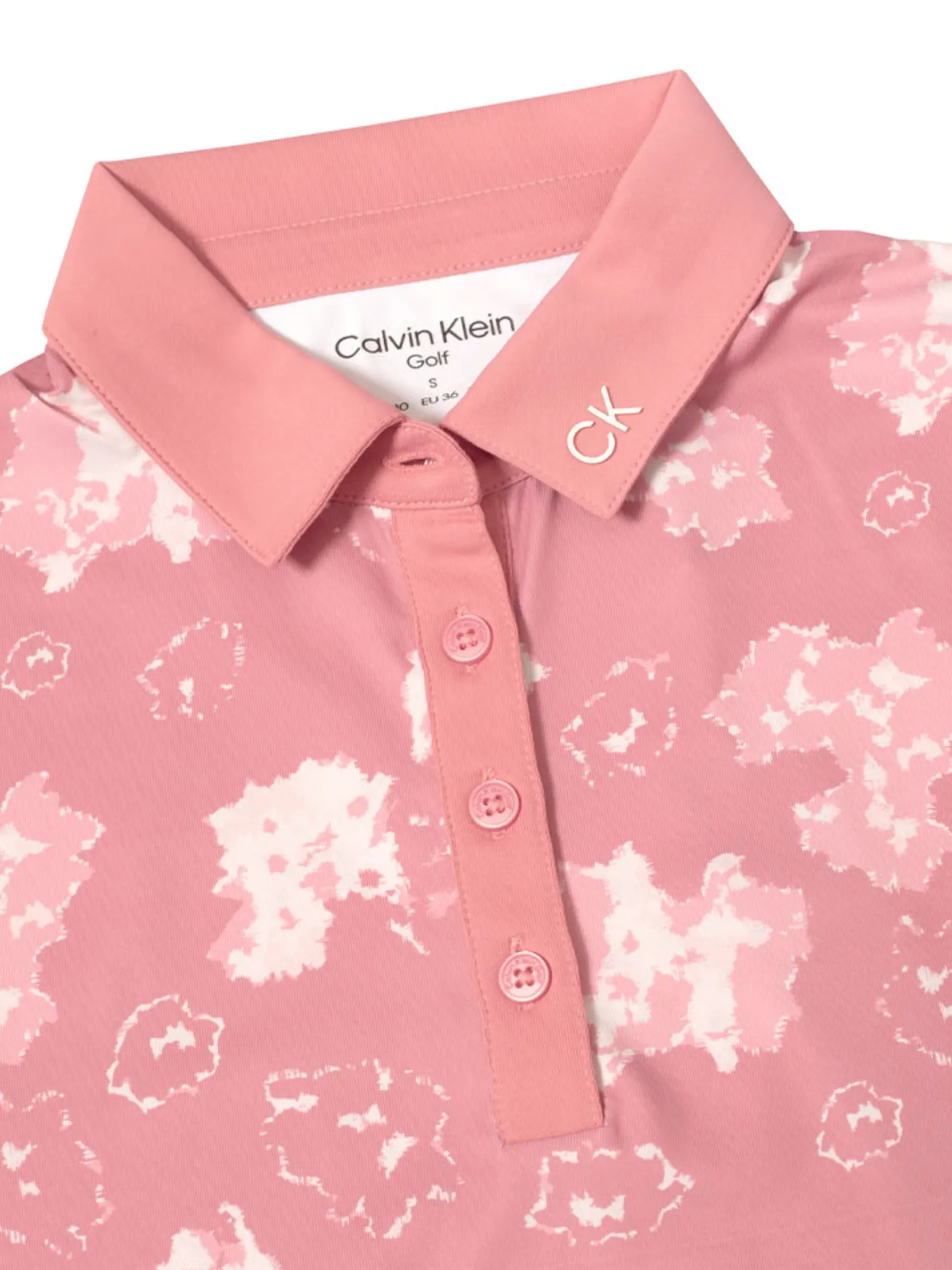 Women Calvin Klein Womens Harmony Printed Sleeveless Polo Shirt - Powder Pink