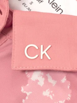 Women Calvin Klein Womens Harmony Printed Sleeveless Polo Shirt - Powder Pink