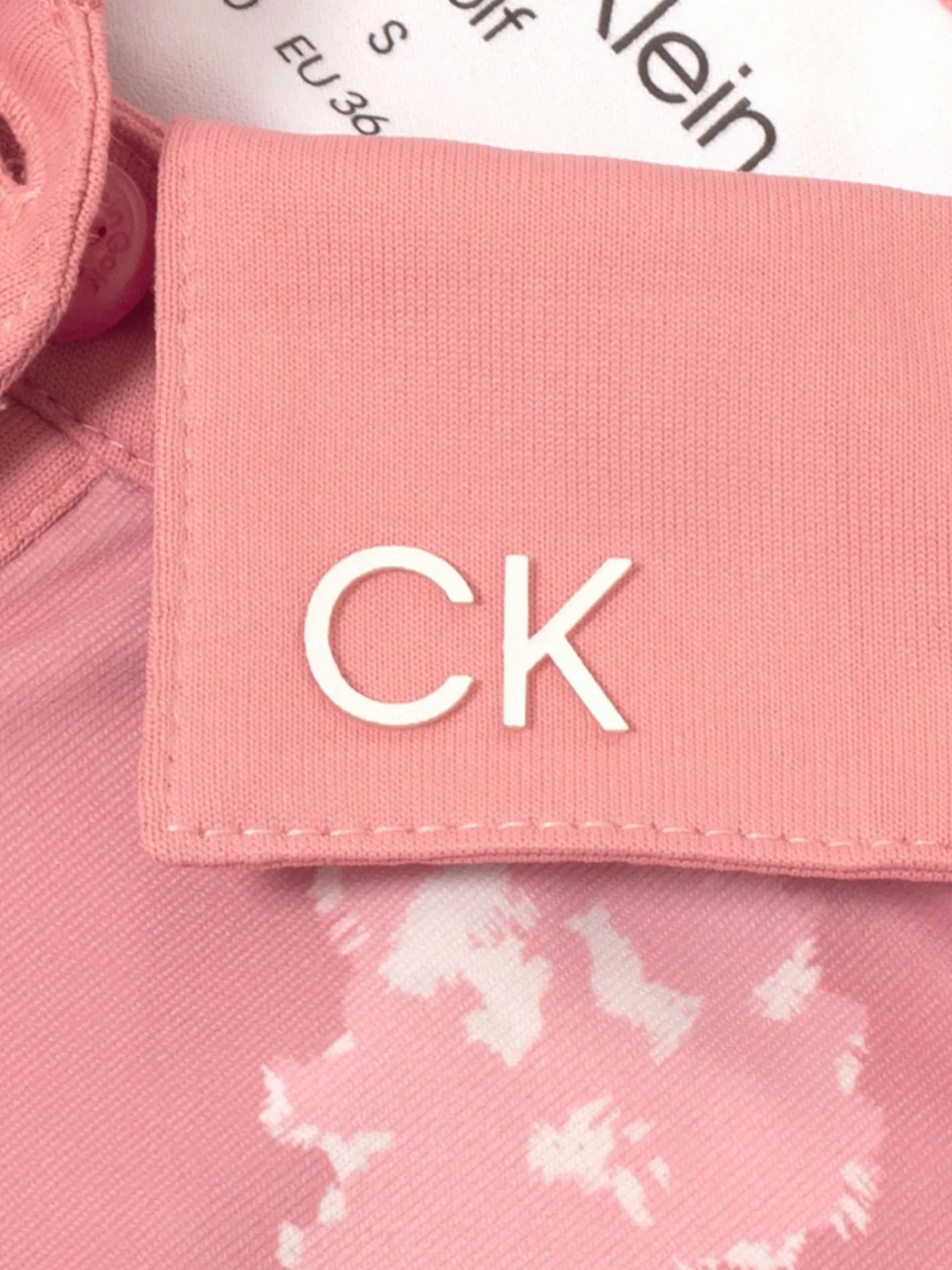 Women Calvin Klein Womens Harmony Printed Sleeveless Polo Shirt - Powder Pink