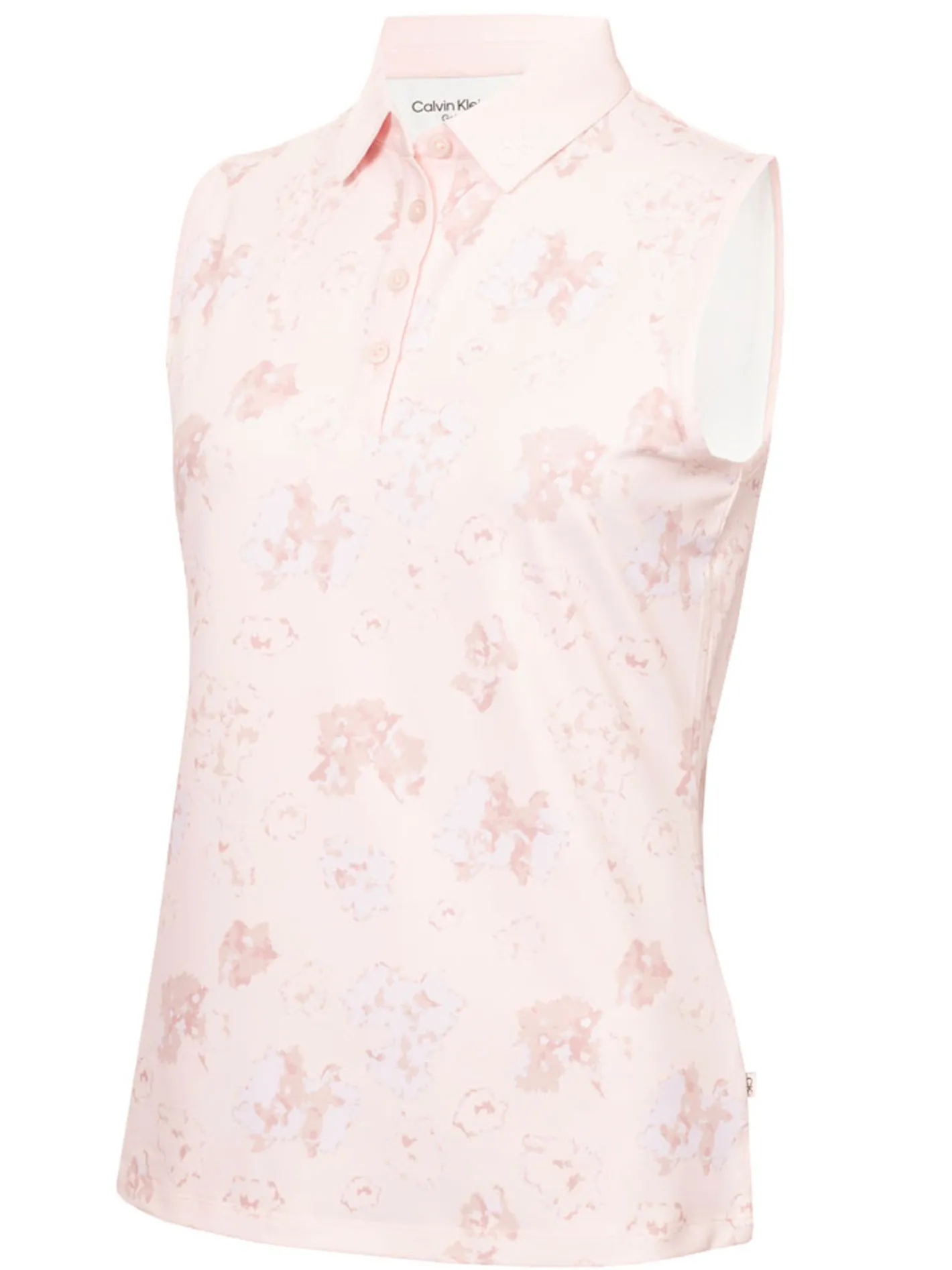 Women Calvin Klein Womens Harmony Printed Sleeveless Polo Shirt - Shell Pink