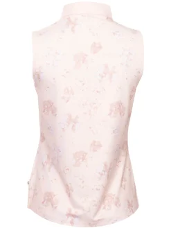 Women Calvin Klein Womens Harmony Printed Sleeveless Polo Shirt - Shell Pink
