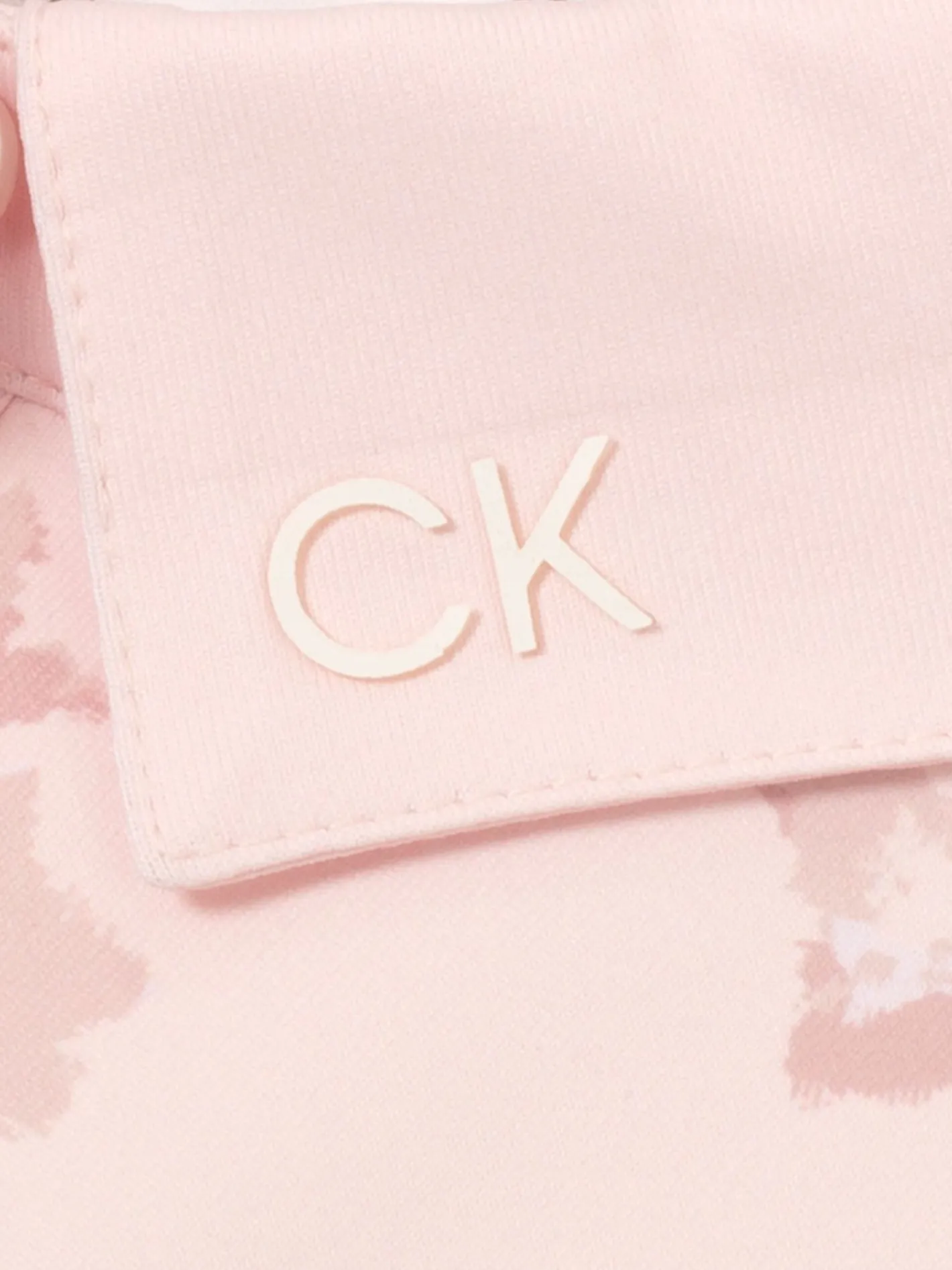 Women Calvin Klein Womens Harmony Printed Sleeveless Polo Shirt - Shell Pink
