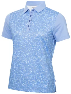 Women Calvin Klein Womens Harmony Printed Polo Shirt - Cornflower Blue