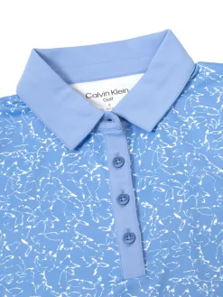Women Calvin Klein Womens Harmony Printed Polo Shirt - Cornflower Blue