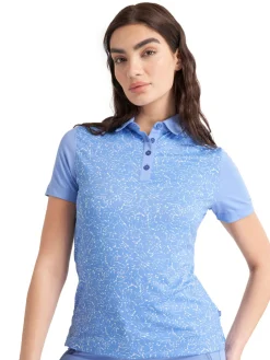 Women Calvin Klein Womens Harmony Printed Polo Shirt - Cornflower Blue