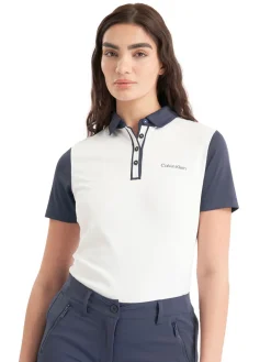 Women Calvin Klein Womens Leigh Polo Shirt - White/Navy