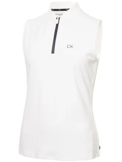 Women Calvin Klein Womens Tattler Sleeveless Mock Neck Top - White