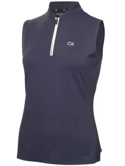 Women Calvin Klein Womens Tattler Sleeveless Mock Neck Top - Navy