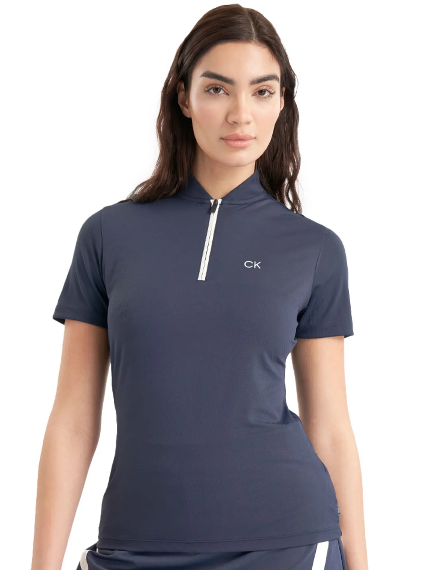 Women Calvin Klein Womens Tattler Mock Neck Top - Navy