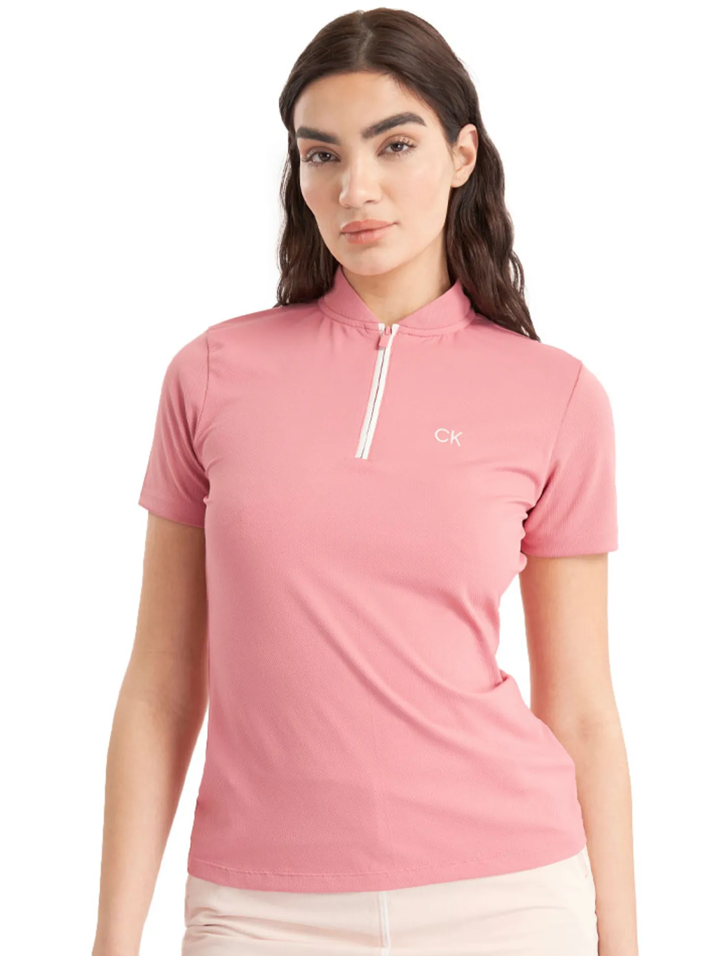 Women Calvin Klein Womens Tattler Mock Neck Top - Powder Pink
