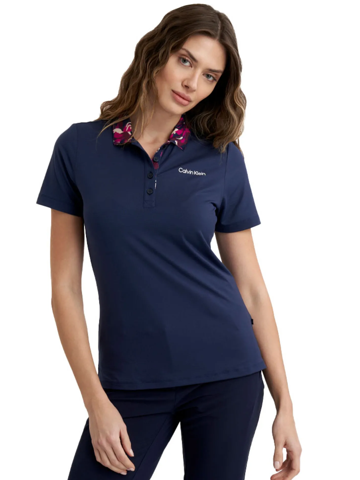 Women Calvin Klein Womens Vesey Short Sleeve Polo - Navy