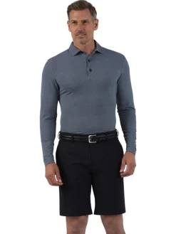 IBKUL Mini Check Print Long Sleeve Polo (Modern Fit) - Black/White