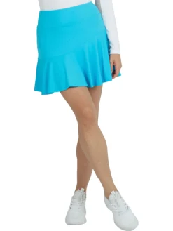 Women IBKUL Solid Flounce Skort (16.25") - Turquoise