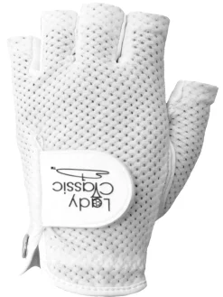 Women Lady Classic Half Glove - White