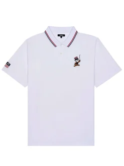 Malbon Eagle Buckets Performance Pique Polo - White