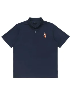 Malbon Evergreen Tiger Buckets Performance Pique Polo - Navy