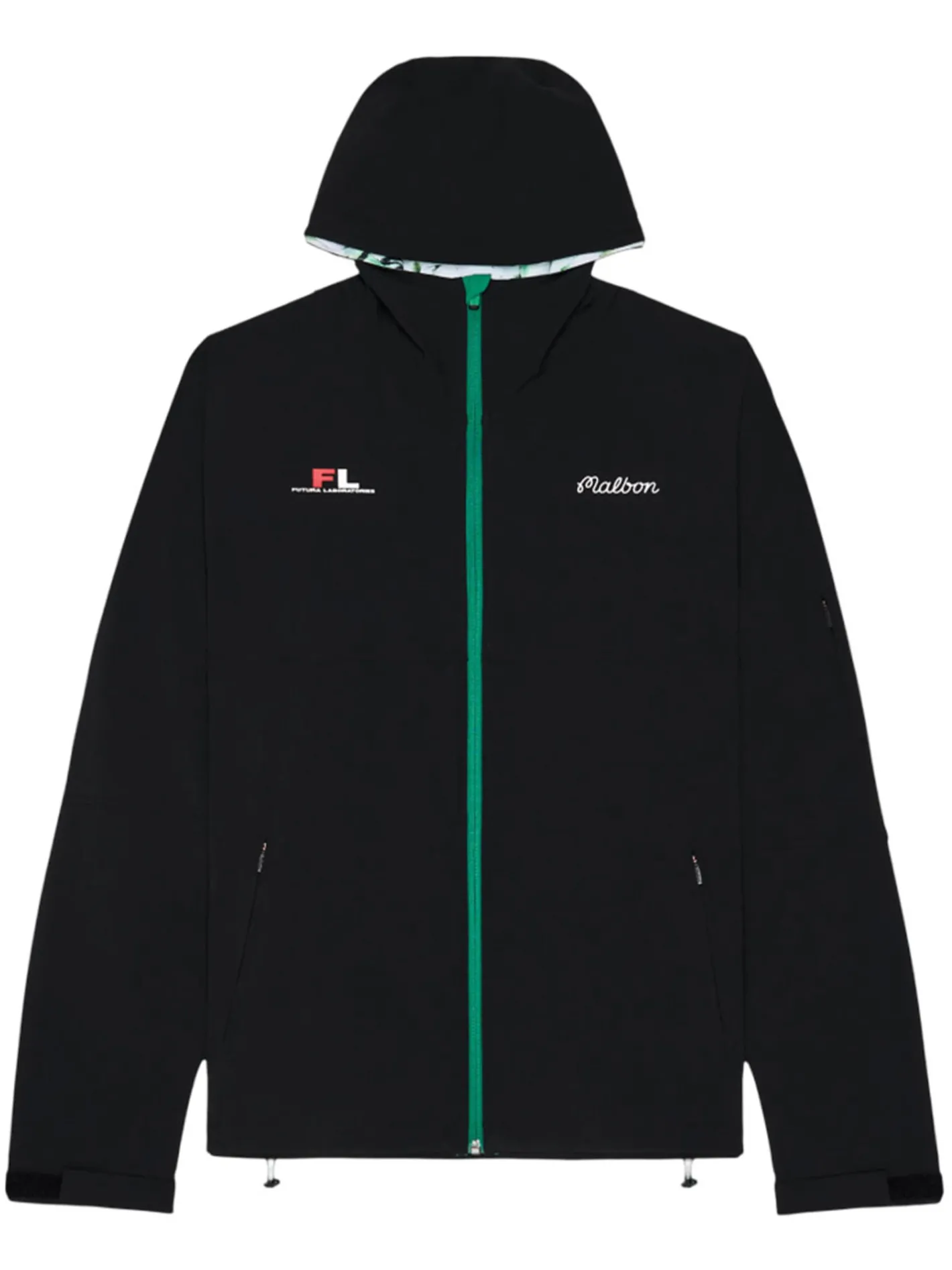 Malbon Tag Shell Hooded Zip Jacket - Black