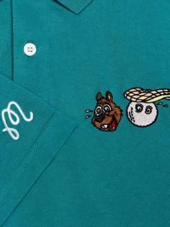 Malbon Two Man Scramble Pique Polo - Blue Green