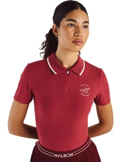 Women Malbon Womens Camilla Quarter Zip Polo - Garnet