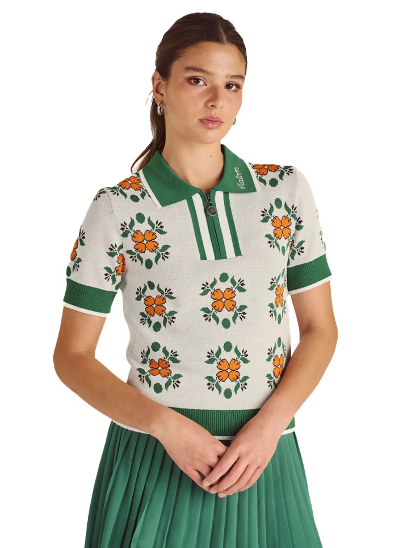 Women Malbon Womens Lucia Quarter Zip Polo - Ivory Multi