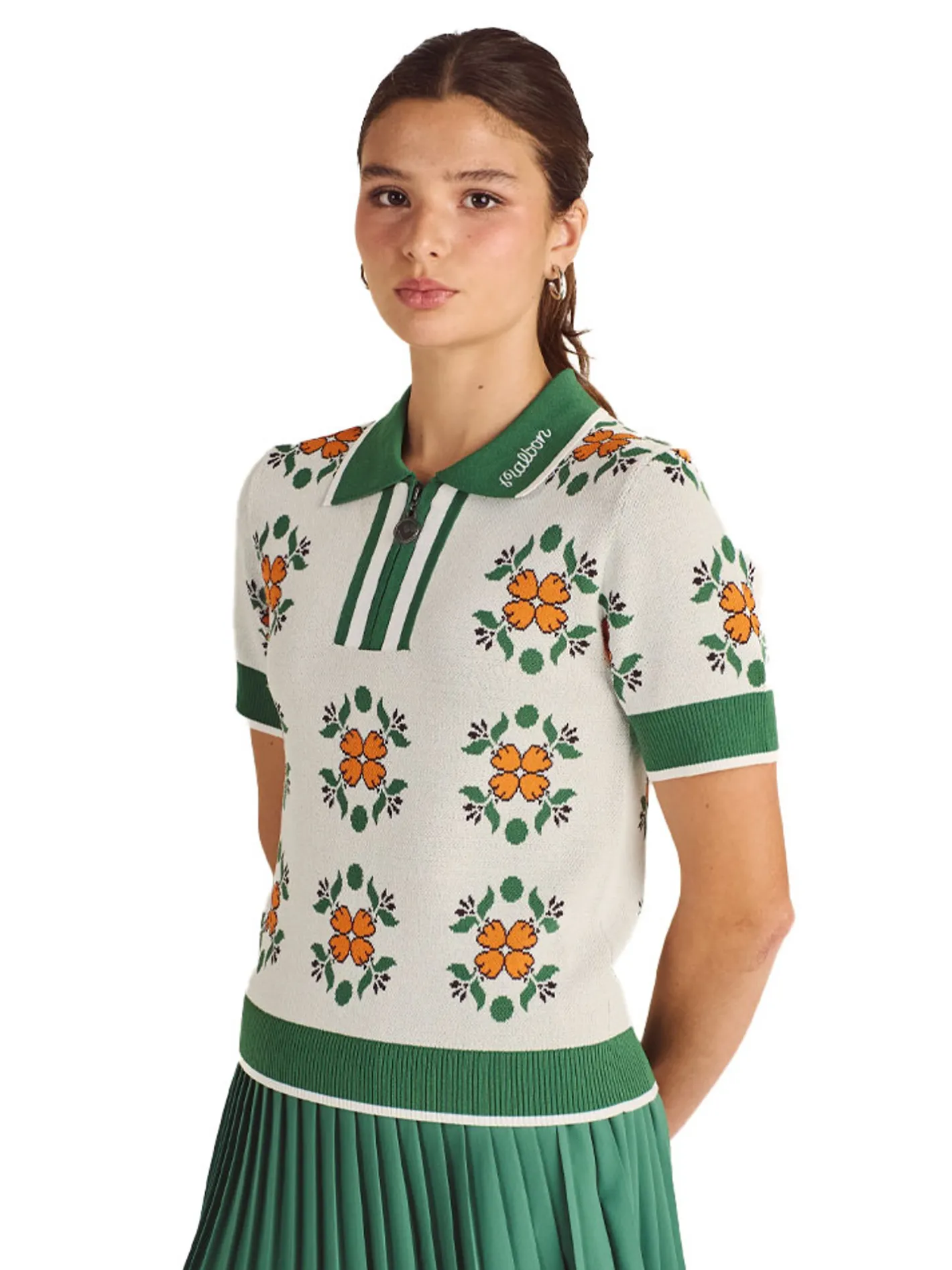 Women Malbon Womens Lucia Quarter Zip Polo - Ivory Multi