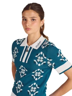 Women Malbon Womens Lucia Quarter Zip Polo - Ocean Multi