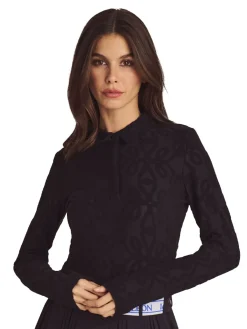 Women Malbon Womens Sophie Long Sleeve Polo - Black