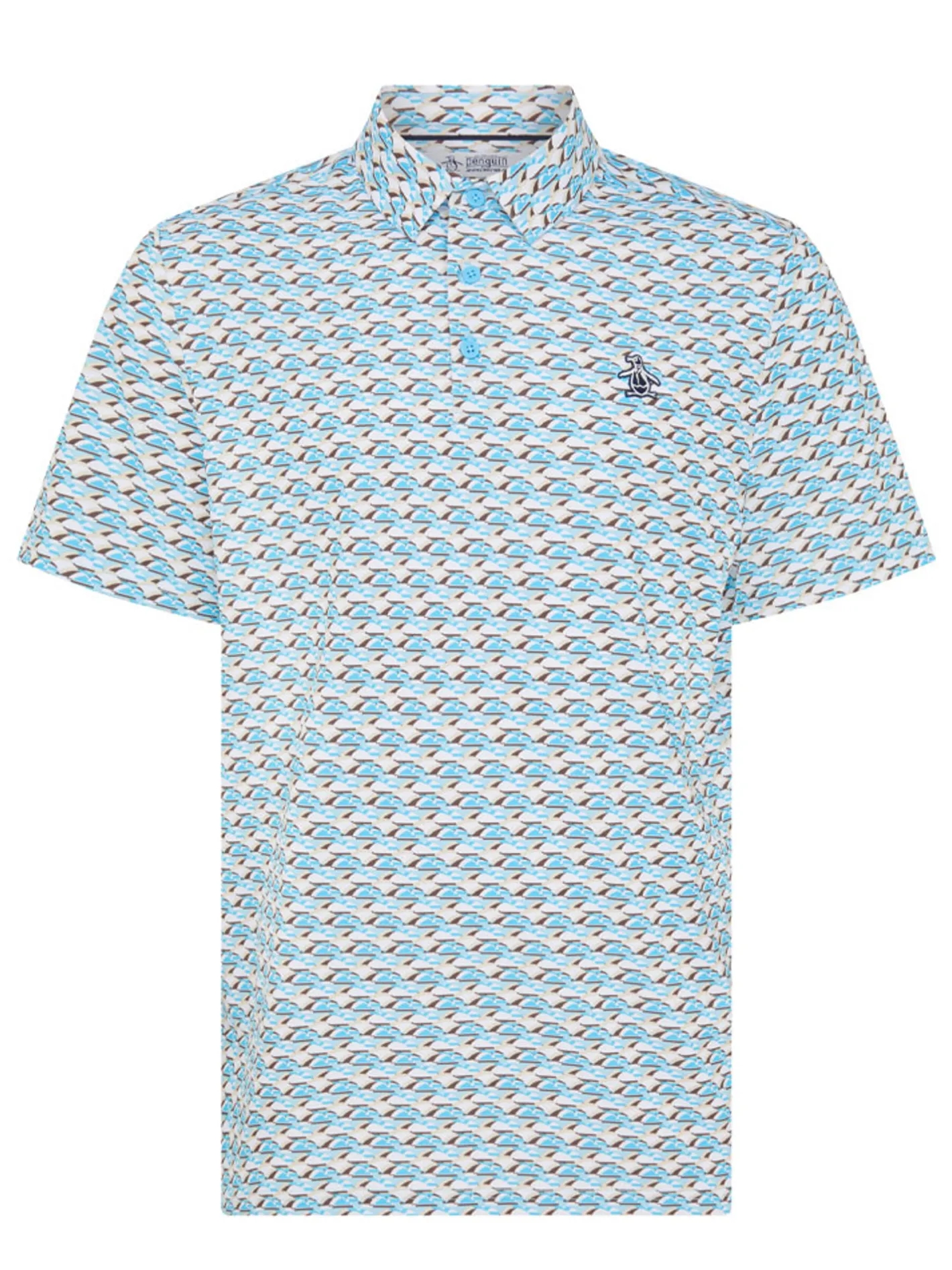 Original Penguin Layered Umbrella Print Polo - Blue Grotto