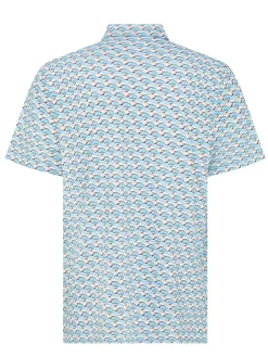 Original Penguin Layered Umbrella Print Polo - Blue Grotto