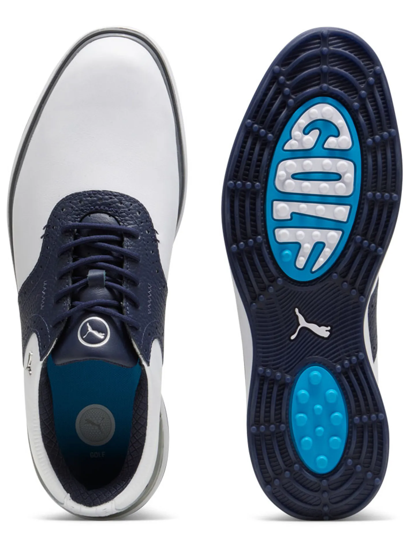 Puma Avant Golf Shoes - White/Deep Navy/Speed Blue