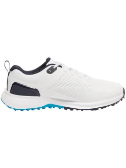 Puma FUSION Plus Spikeless Golf Shoes - White/Speed Blue/Deep Navy