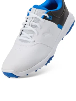 Puma FUSION Smash Wide Golf Shoes - White/ Black/Team Royal