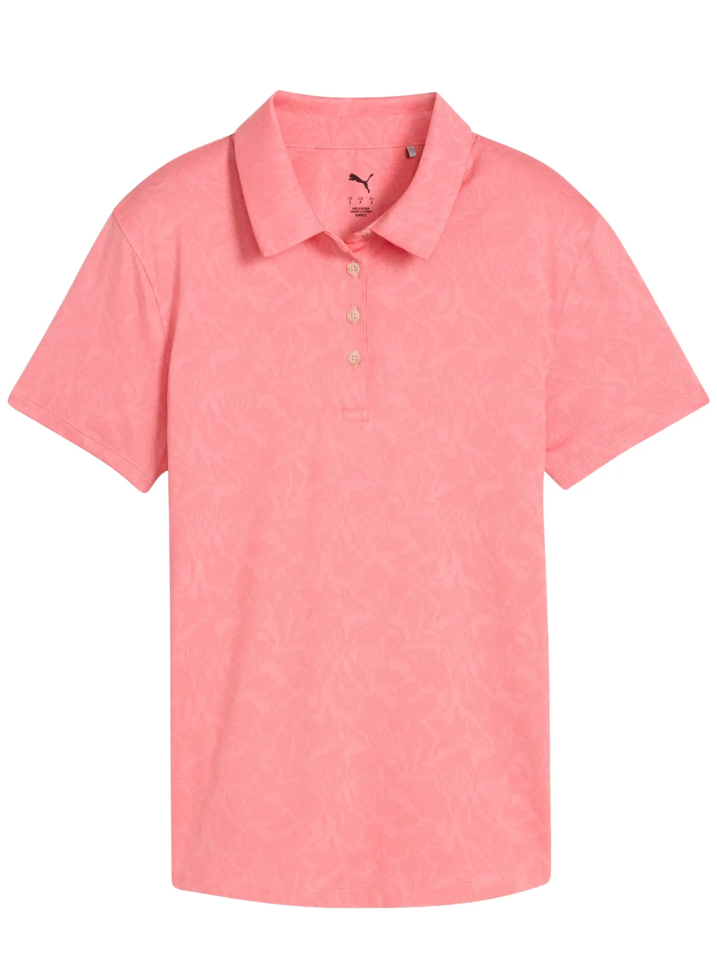Women Puma Womens MATTR Lianas Jacquard Golf Polo - Peach Frost