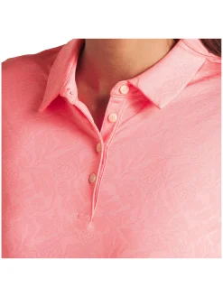 Women Puma Womens MATTR Lianas Jacquard Golf Polo - Peach Frost