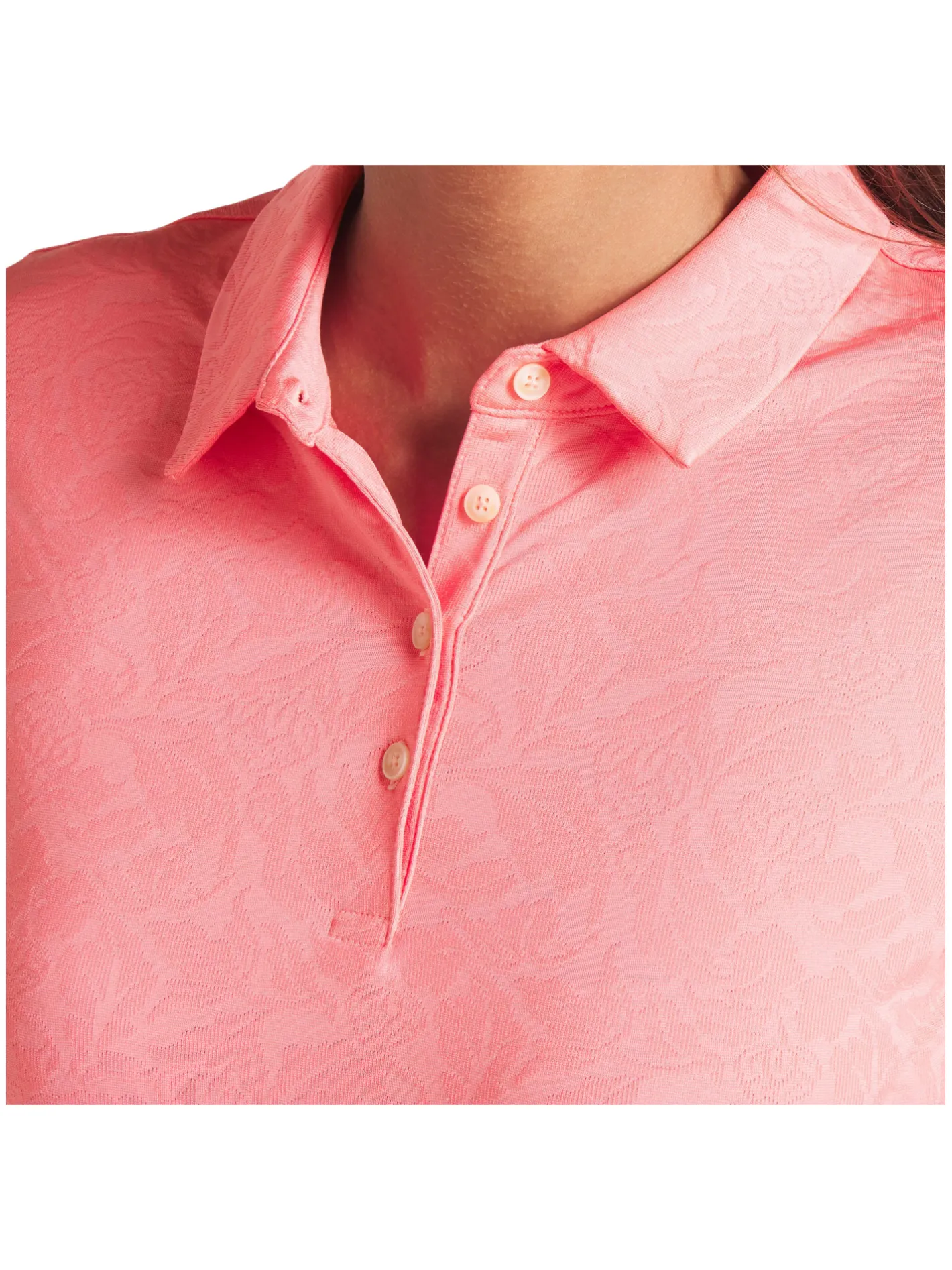 Women Puma Womens MATTR Lianas Jacquard Golf Polo - Peach Frost