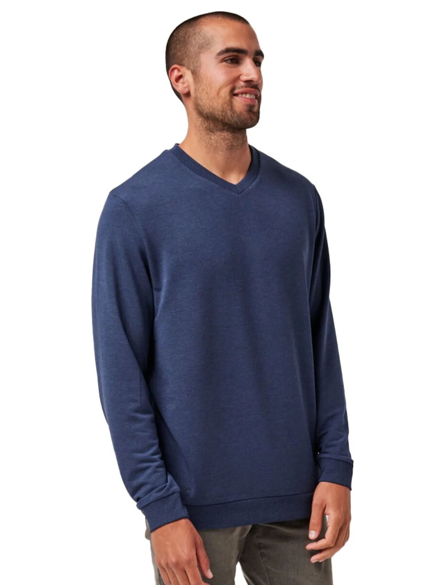 TravisMathew Amenities V-Neck - Heather Blue Nights